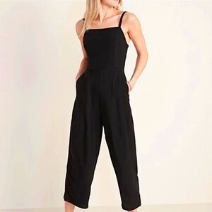 Old Navy Women's Cropped Romper Black Pockets XS